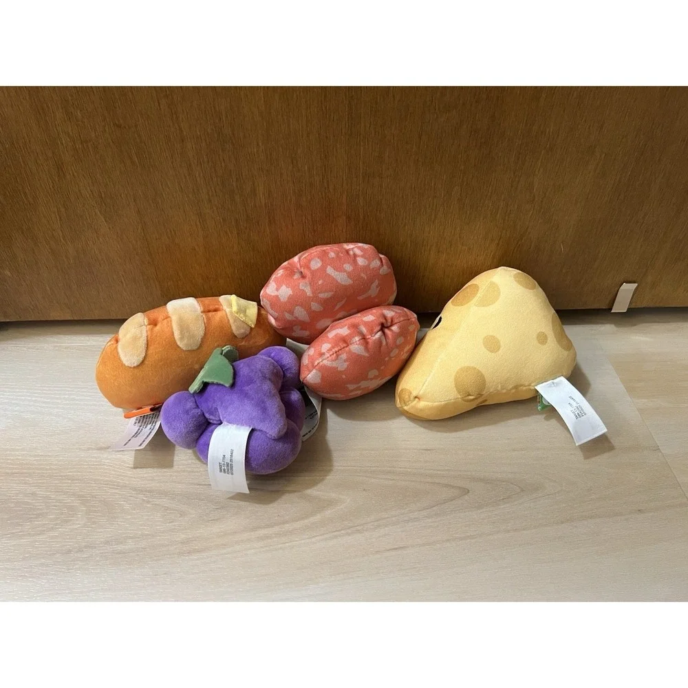 Charcuterie Box Set Swiss Cheese, Salami, Grapes, Bread‎ 4pc Plush Gigglescape